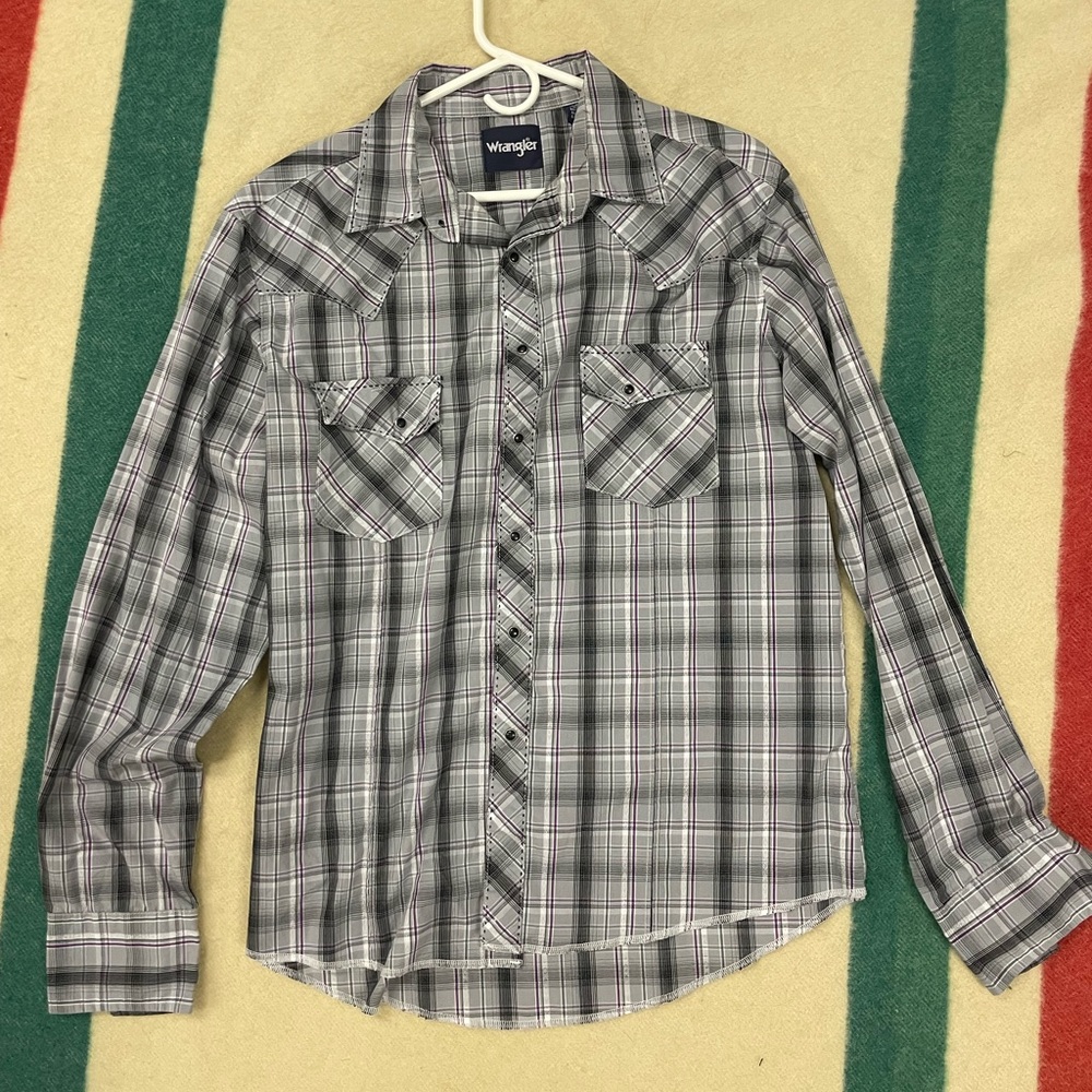 Purple and grey Wrangler button down
